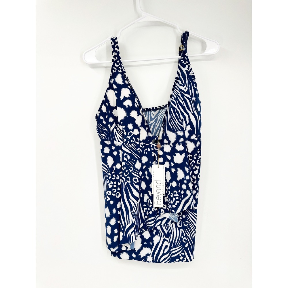 Beyond Control Tankini Top 14 Blue Animal Haven Swimwear Beach Vacation - Picture 2 of 5